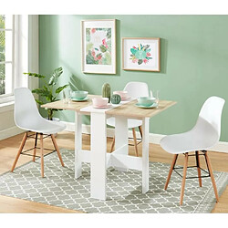 JUNO Table de sejour pliante 4 personnes - Decor chene et blanc - L 104 x 76 x 74 cm