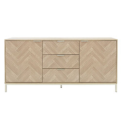 ML DESIGN MODERN LIVING Buffet commode aspect chêne à chevrons meuble de rangement marron 160x75,5x40 cm