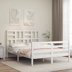 Maison Chic Cadre/structure de lit avec tête de lit pour adulte - Lit Moderne Chambre blanc double bois massif -MN43332