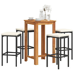 vidaXL Ensemble de bar de jardin 5 pcs noir bois massif acacia rotin