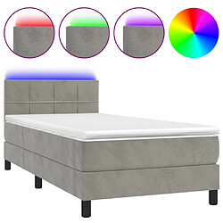 vidaXL Sommier à lattes de lit et matelas et LED Gris clair 80x200 cm