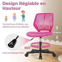 Acheter Helloshop26 Chaise de bureau pivotante enfants avec hauteur réglable 77-89 cm siège à roulettes avec dossier ergonomique & base à 5 étoiles charge 150 kg rose 20_0008081