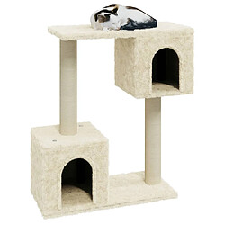 Helloshop26 Arbre à chat meuble tour grimper jouet grattage grattoir escalade plateforme avec griffoirs en sisal 60 cm crème 02_0022517