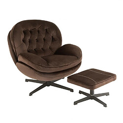 Inside 75 Fauteuil avec son repose pieds MARIANAH tissu Marron 