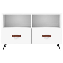 Maison Chic Meuble TV scandinave - Banc TV pour salon Blanc 80x36x50 cm Bois d'ingénierie -MN80418 pas cher