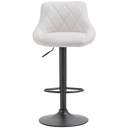 Avis Decoshop26 Tabouret de bar en synthétique blanc pivotant avec repose-pieds métal noir coutures décoratives TDB10588