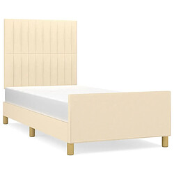 Maison Chic Lit adulte - Cadre Structure de lit avec tête de lit Contemporain Crème 100x200 cm Tissu -MN34286