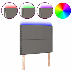 Maison Chic Tête de lit moderne à LED lumineuse pour chambre - Décoration de lit Gris 100x5x118/128 cm Similicuir -MN32543