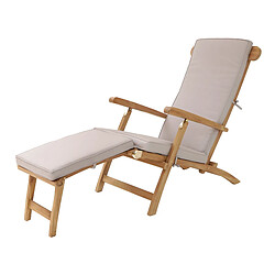 AXI Costa Bain de Soleil en Bois Teck avec Coussin | Transat Jardin ajustable en 4 positions | Chaise Longue pour l'extérieur / le jardin