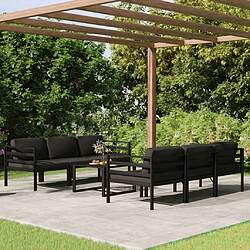 Maison Chic Ensemble Tables et chaises d'extérieur 7pcs avec coussins,Salon de jardin Aluminium Anthracite -GKD229594