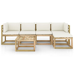 Avis Maison Chic Salon de jardin 6 pcs + coussins - Mobilier/Meubles de jardin - Table et chaises d'extérieur bois de pin imprégné -MN27358