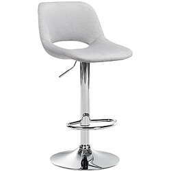 Decoshop26 Tabouret de bar chaise haute x1 avec repose-pieds en velours gris clair piètement métallique chromé 10_0004593