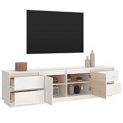 Maison Chic Meuble TV scandinave - Banc TV pour salon Blanc 176x37x47,5 cm Bois de pin massif -MN30239 pas cher