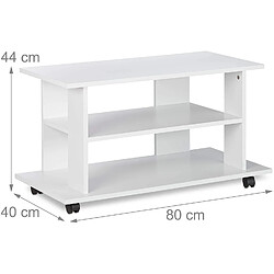 Helloshop26 Copie de Meuble TV 2 compartiments console table sur roulettes 80 cm blanc 13_0001660_2