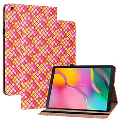 Etui en PU texture tissée avec support et porte-cartes rose pour votre Samsung Galaxy Tab A 10.1 (2019) T510/T515