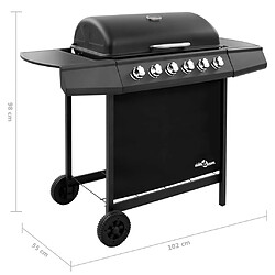 vidaXL Barbecue gril à gaz avec 6 brûleurs Noir pas cher