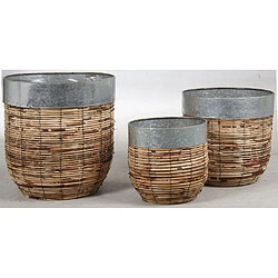 Aubry Gaspard Cache-pots en rotin Paolo (Lot de 3).