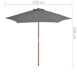 vidaXL Parasol d'extérieur avec mât en bois 270 cm Anthracite pas cher