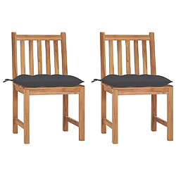 vidaXL Chaises de jardin lot de 2 avec coussins Bois de teck massif 