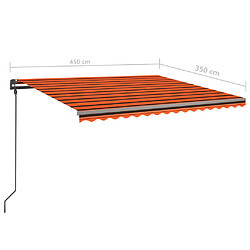 vidaXL Auvent manuel rétractable avec poteaux 4,5x3,5 m Orange marron pas cher