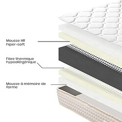 Avis Visiodirect Matelas réversible DENIA 140x190 cm, en mousse haute densité, indépendance du couchage, ferme, face été/hiver, épaisseur 20 cm