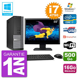 PC Dell 7020 SFF Ecran 22" Intel i7-4790 RAM 16Go Disque 500Go Graveur DVD Wifi W7 - Occasion