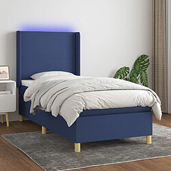 Sommier à lattes,Cadre à lattes de lit pour Adulte matelas et LED Bleu 90x190 cm Tissu -MN96551