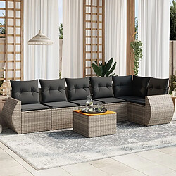 Maison Chic Salon de jardin avec coussins 7 pcs | Ensemble de Table et chaises | Mobilier d'Extérieur gris résine tressée -GKD23310