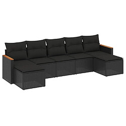 Maison Chic Salon de jardin 7 pcs avec coussins | Ensemble de Table et chaises | Mobilier d'Extérieur noir résine tressée -GKD85781