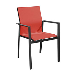 Proloisirs Fauteuil de jardin empilable Delia graphite, rouge.