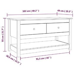 vidaXL Table basse Gris 102x49x55 cm Bois massif de pin pas cher