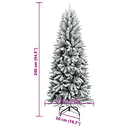 vidaXL Sapin de Noël artificiel avec neige floquée 240 cm PVC et PE pas cher