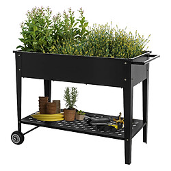 Acheter ML-Design 4x Jardinière surélevée mobile noir 98x50x79,5 cm bac à plantes sur roulettes