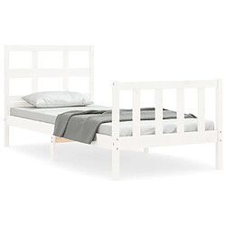 Maison Chic Cadre/structure de lit avec tête de lit pour adulte - Lit Moderne Chambre blanc petit simple bois massif -MN44856