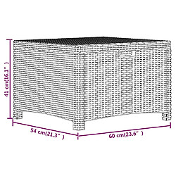 vidaXL Boîte de rangement de jardin 60x54x41 cm Rotin PP Marron pas cher