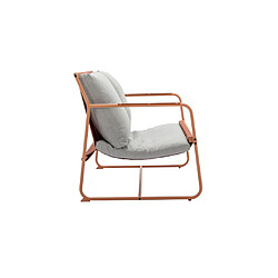 Vente-Unique Salon de jardin en acier : 1 canapé 2 places, 2 fauteuils et 2 tables basses - Orange et coussins gris - LASIMO de MYLIA pas cher