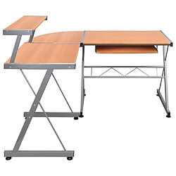 Avis Helloshop26 Bureau table poste de travail meuble d'ordinateur informatique étude d'ordinateur d'angle 132 x 112 x 99 cm bois ingénierie brun 02_0023731