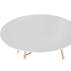 Pegane Table à manger, table de repas ronde en bois coloris blanc, naturel - diamètre 120 x Hauteur 74 cm pas cher