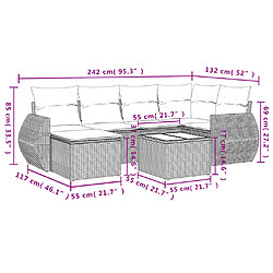 Acheter vidaXL Salon de jardin avec coussins 7 pcs marron résine tressée