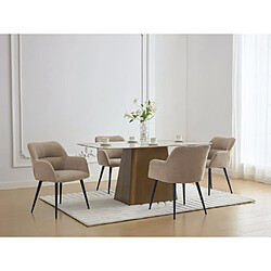 Vente-Unique Lot de 6 chaises avec accoudoirs en tissu et métal noir - Beige - HEKA 