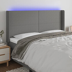 Maison Chic Tête de lit scandinave à LED,meuble de chambre Gris foncé 203x16x118/128 cm Tissu -MN72271