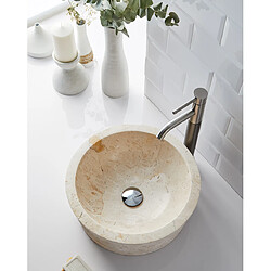 Avis Pegane Vasque à poser / lavabo rond en marbre coloris beige - Diamètre 40 x Hauteur 15 cm