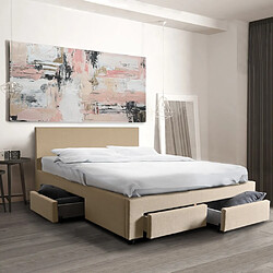 Le Quai Des Affaires Lit LUGANO 140x190 + 1 sommier + 4 tiroirs / Beige