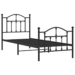 Acheter Maison Chic Lit adulte - Lit simple Cadre de lit métal avec tête de lit/pied de lit,Structure du lit Contemporain pour chambre noir 90x190 cm -MN63228