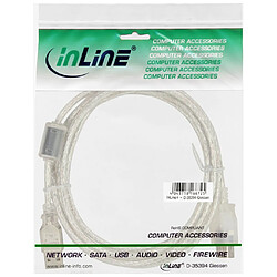 Avis USB 2.0 Rallonge, InLine®, mâle/fem. type A, transparent, avec noyau magnétique, 3m