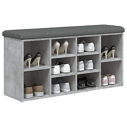 Decoshop26 Banc de rangement à chaussures couleur gris béton 102 x 32 x 50 cm bois d'ingénierie DEC024901