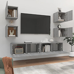 Avis Maison Chic Ensemble de meubles TV 6 pcs | Banc TV Moderne pour salon | Meuble de Rangement - Sonoma gris Bois d'ingénierie -MN76849