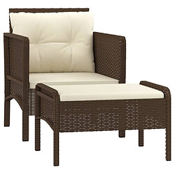 vidaXL Salon de jardin 2 pcs avec coussins Marron Résine tressée