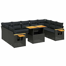 Maison Chic Salon de jardin 11 pcs avec coussins, Ensemble Tables et chaises d'extérieur noir résine tressée -GKD157479