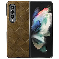 Coque en TPU + PU texture la grille vert pour votre Samsung Galaxy Z Fold3 5G